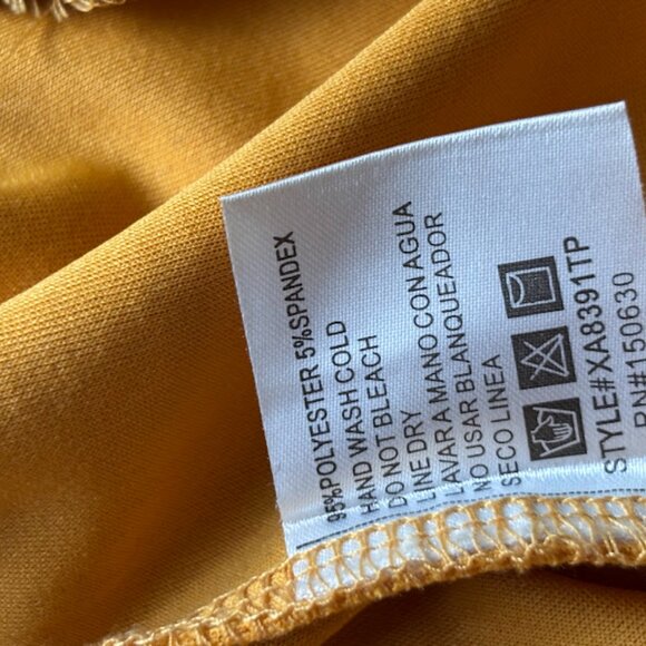 Xtaren | Mustard Ruffle Tiered Puff Sleeve Top with Tie Neck | Size L - Picture 5 of 5